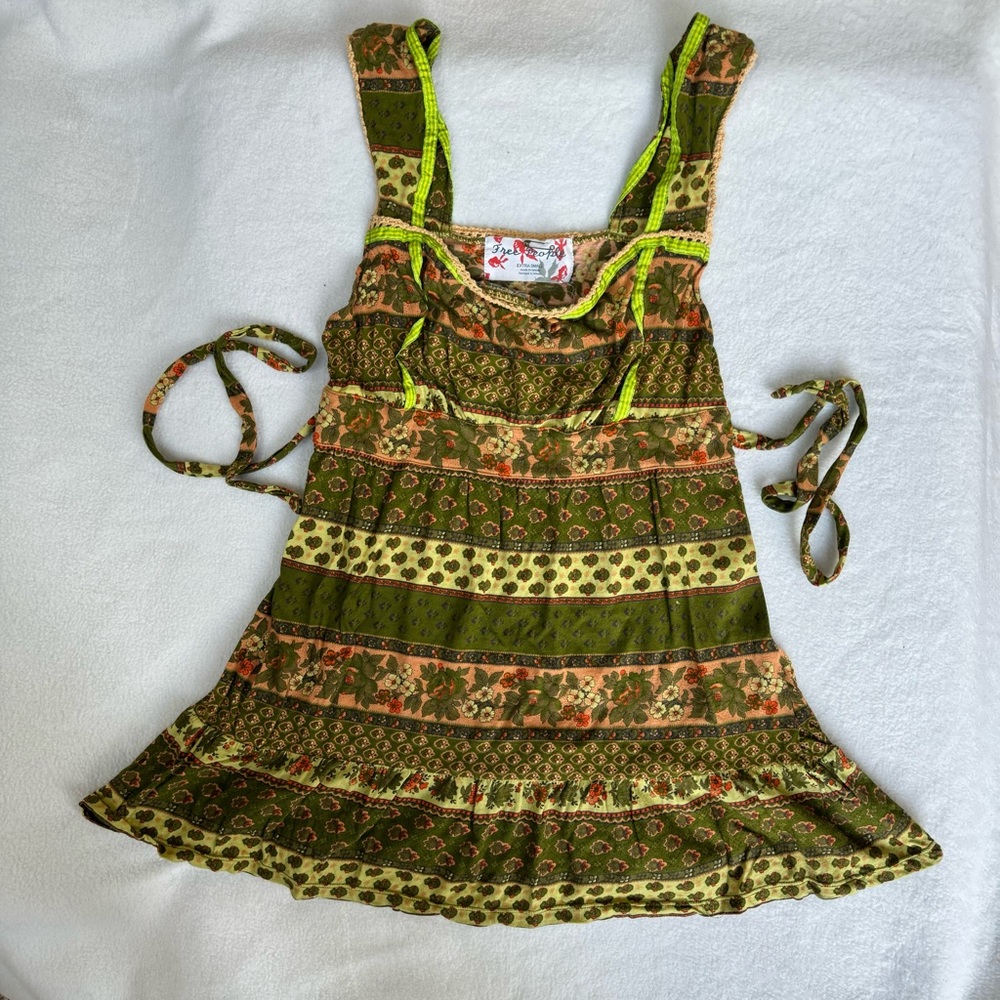 Vintage Y2K Free People XS Green floral top
